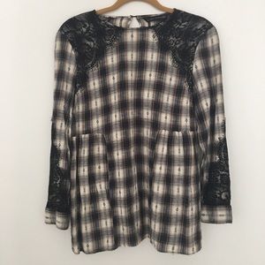 Zara Flannel Lace Top